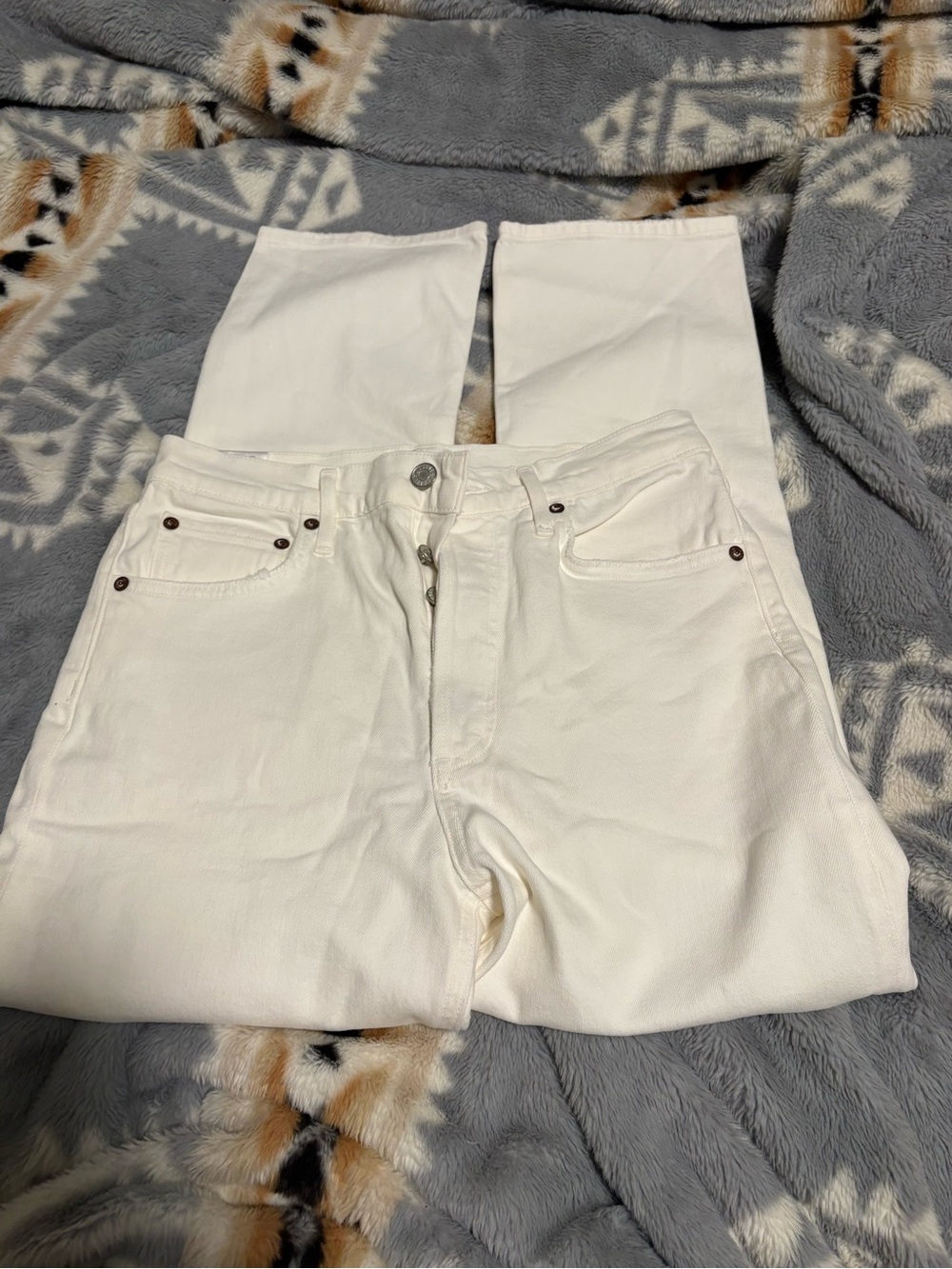 Agolde Straight Leg White Jeans